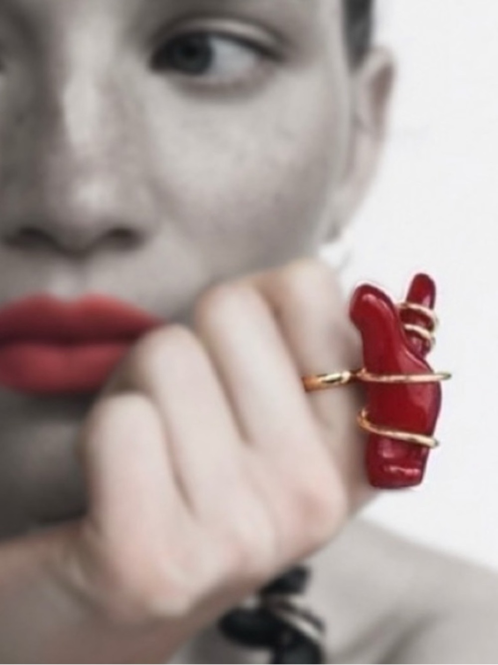 ZARA faux Red Coral Ring